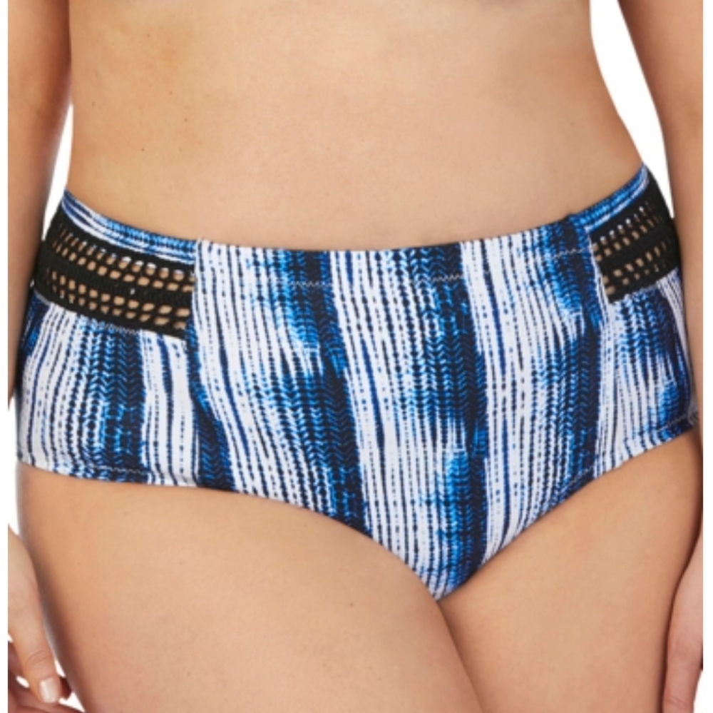 24W Curve Blue Striped Bikini Bottoms Swimwear Montego Pant Indigo Raisins
